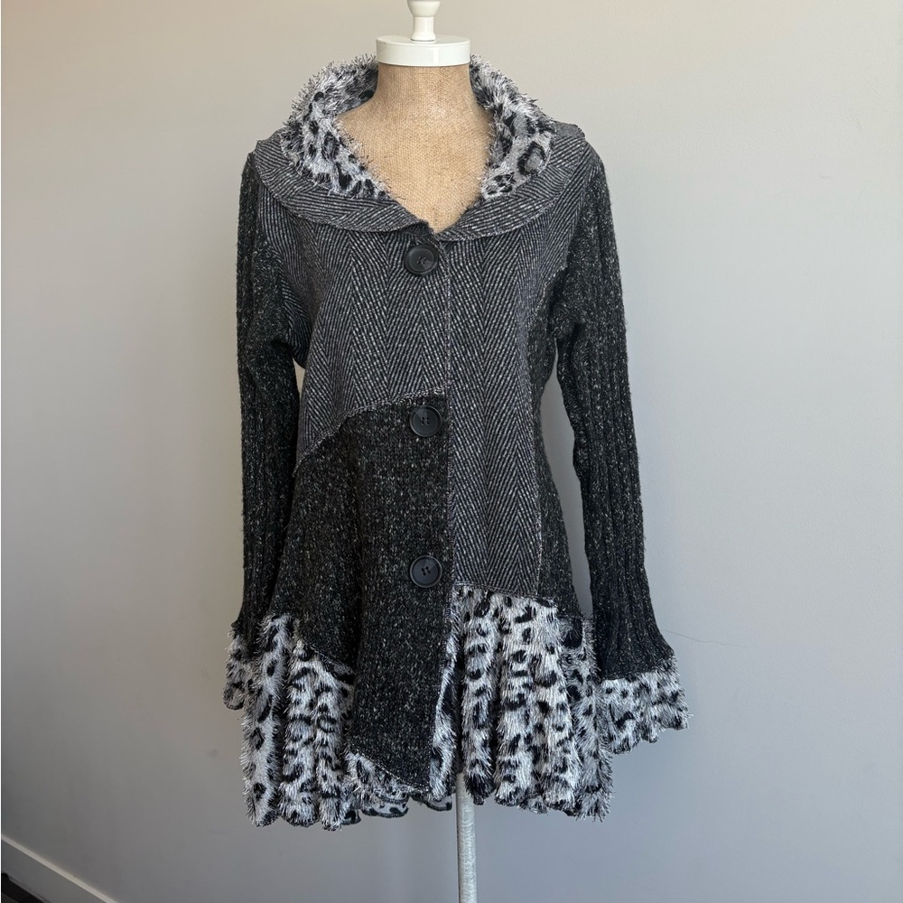 Sioni Patchwork Animal Print Jacket Cardigan Swea… - image 3